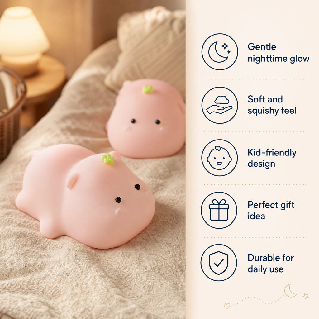 LED Night Light - Kawaii Pink Hippo with USB Charging - Bénéfices produit