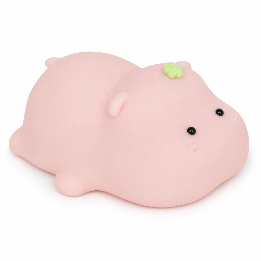 LED Night Light - Kawaii Pink Hippo with USB Charging - Fond blanc