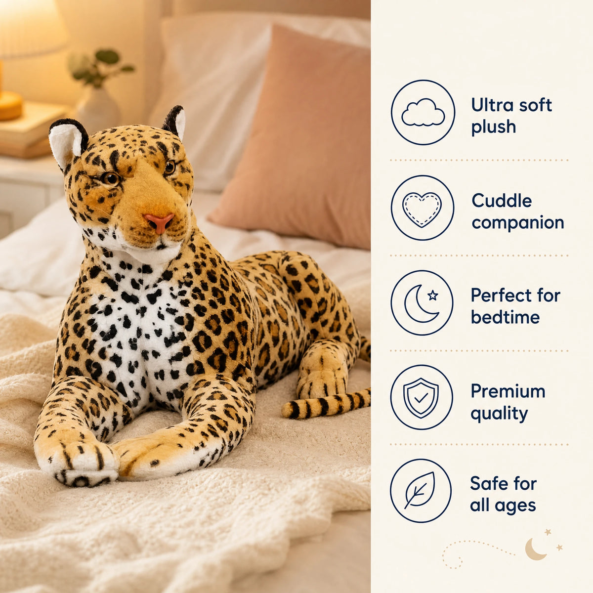 Leopard Plush in Lifelike Spotted Design - Bénéfices produit