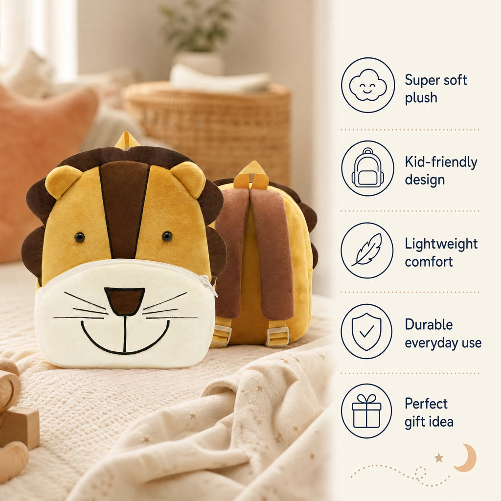 Lion Backpack for Kids with Plush Face Design - Bénéfices produit