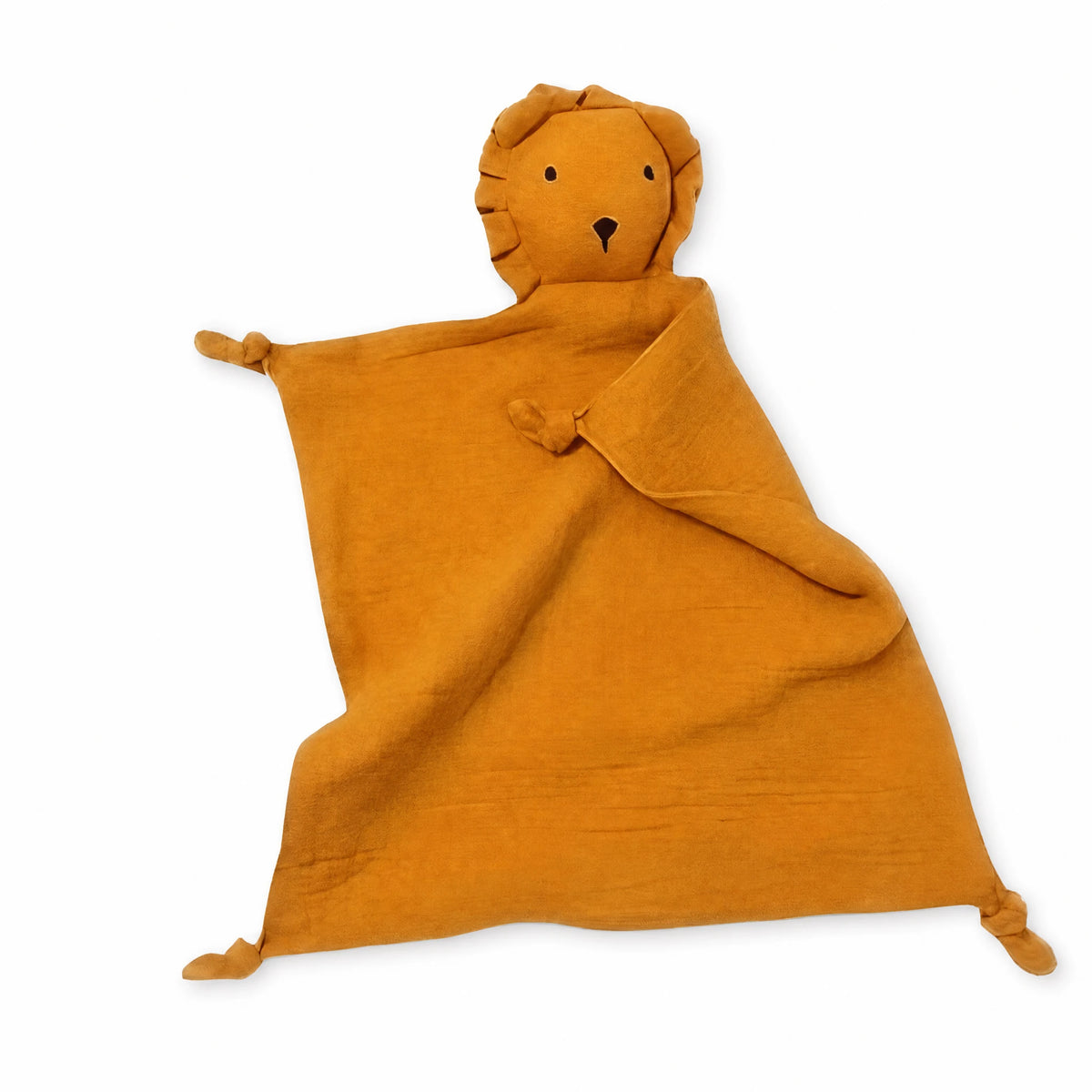 Lion Comfort Blanket in Soft Cotton Muslin for Baby - Fond blanc