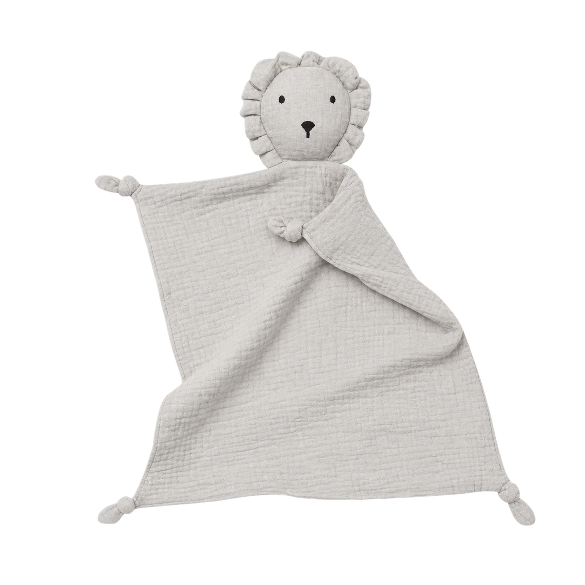 Lion Comfort Blanket in Soft Cotton Muslin for Baby - Gray