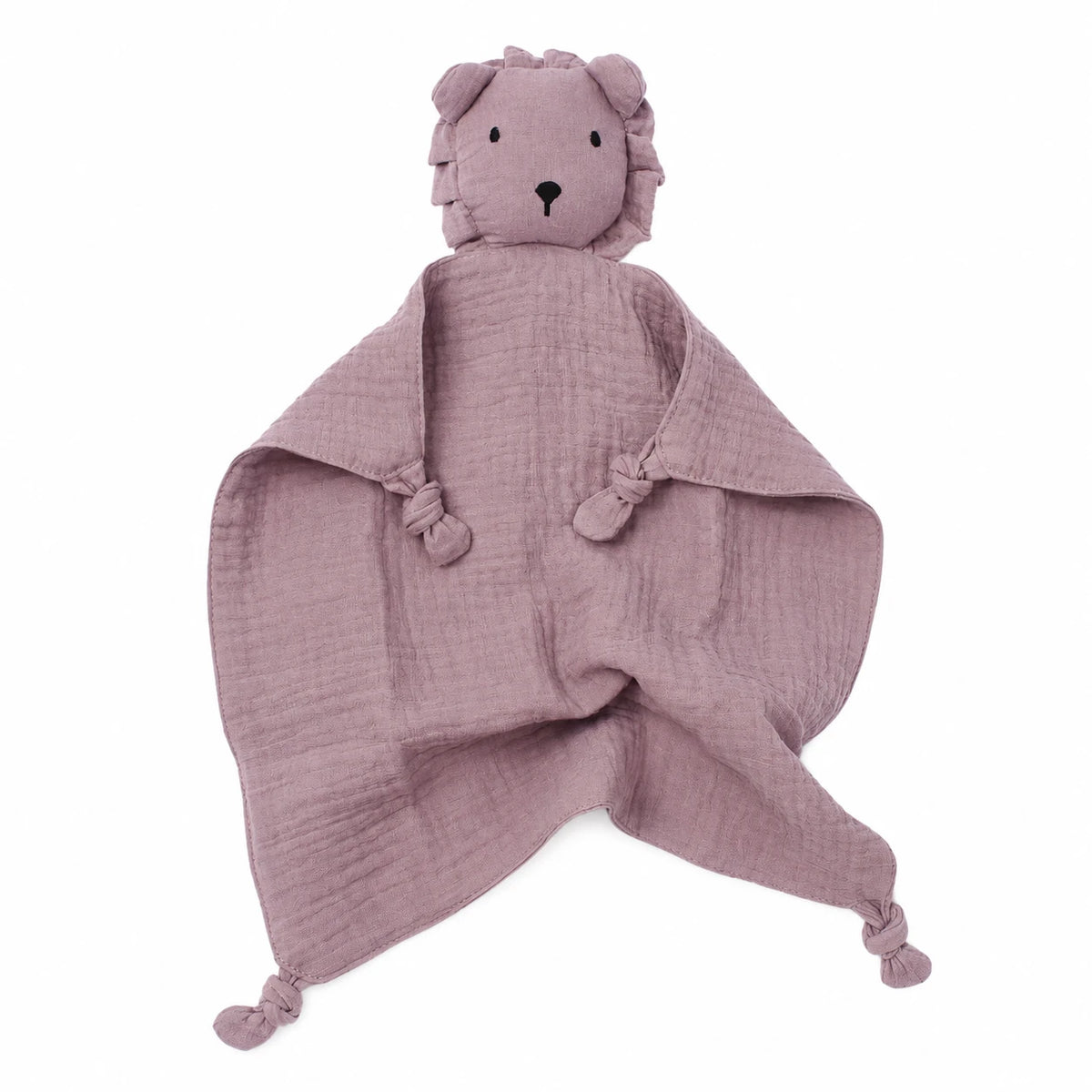 Lion Comfort Blanket in Soft Cotton Muslin for Baby - Purple