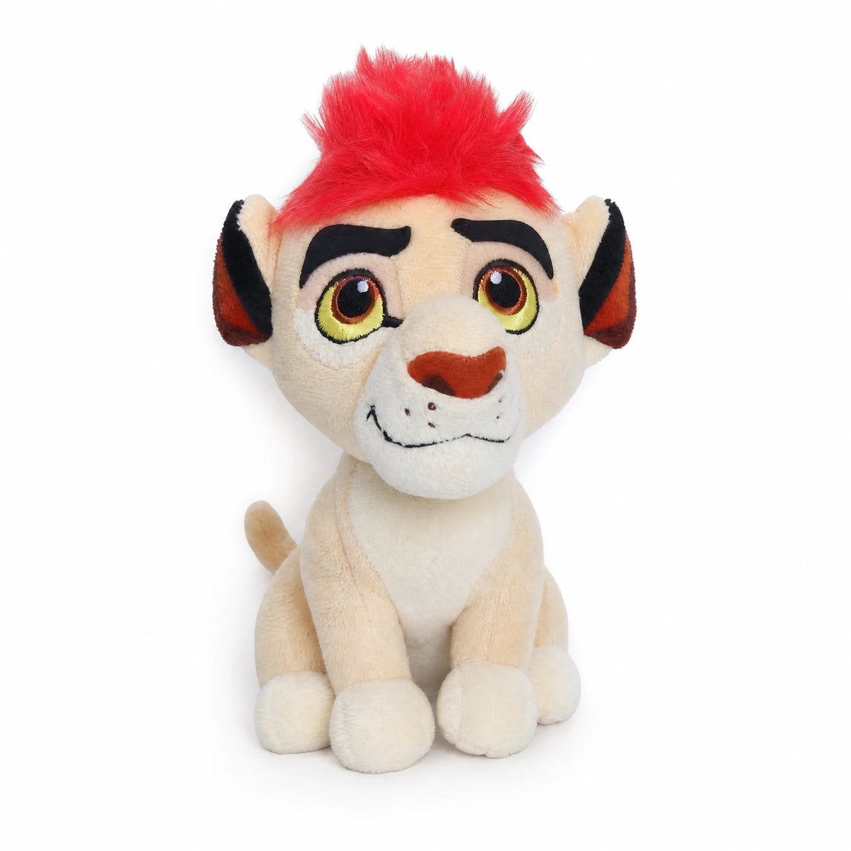 Lion Plush with Red Mane and Embroidered Details - Fond blanc