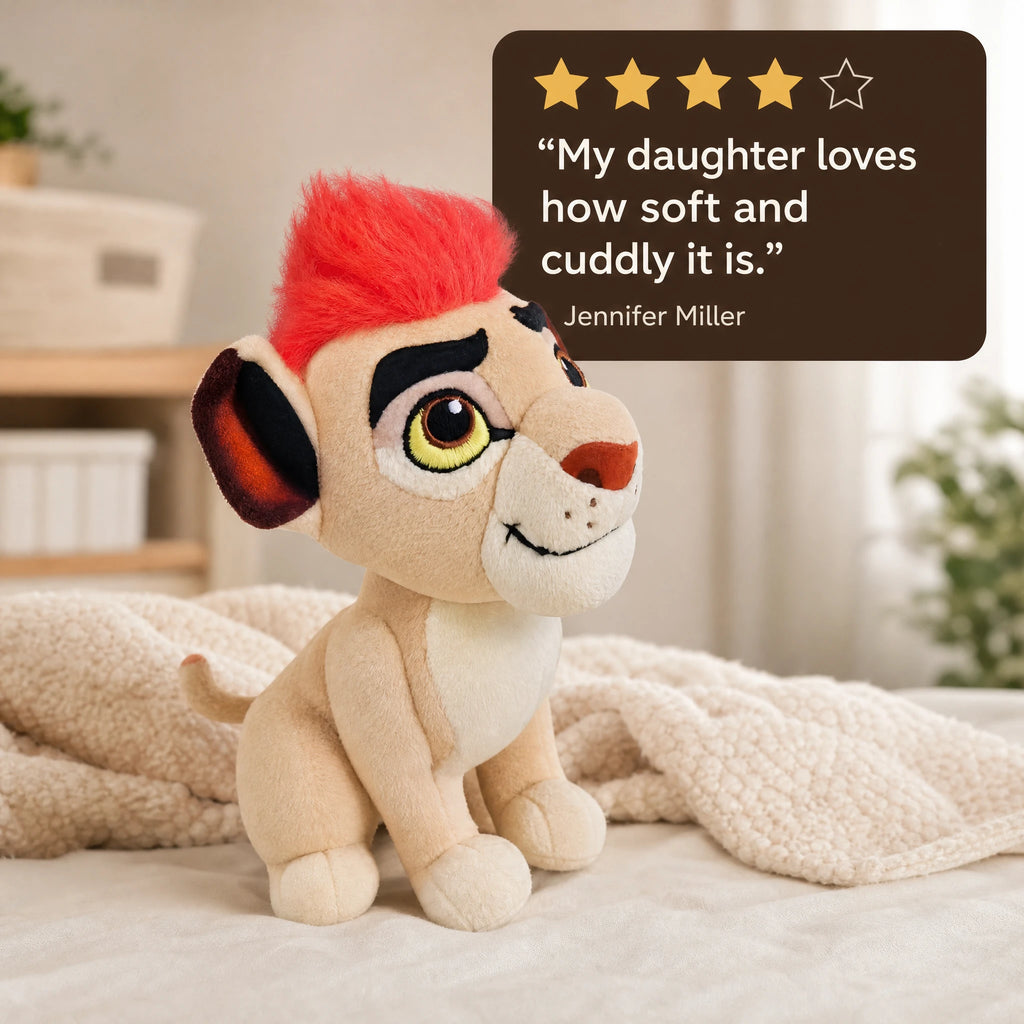 Lion Plush with Red Mane and Embroidered Details - Image témoignage