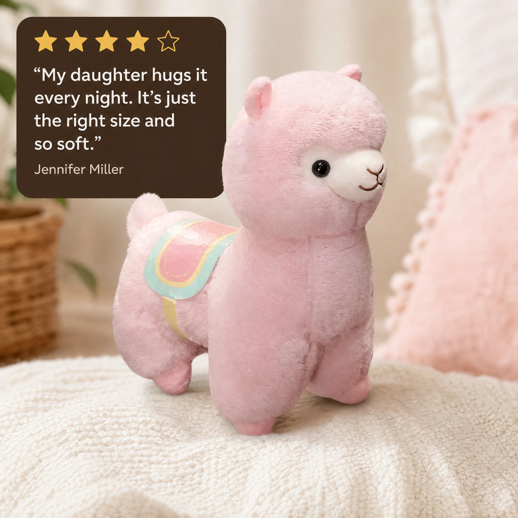 Llama Plush Toy with Rainbow Saddle Detail - Image témoignage