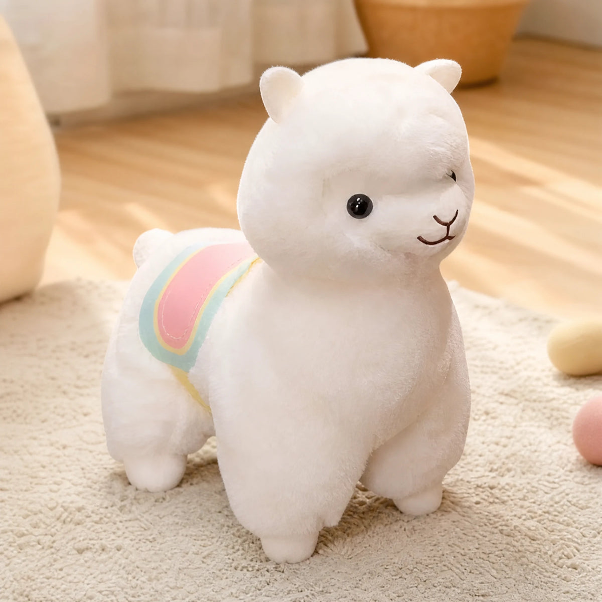 Llama Plush with Rainbow Saddle and Gentle Smile - Utilisation du produit