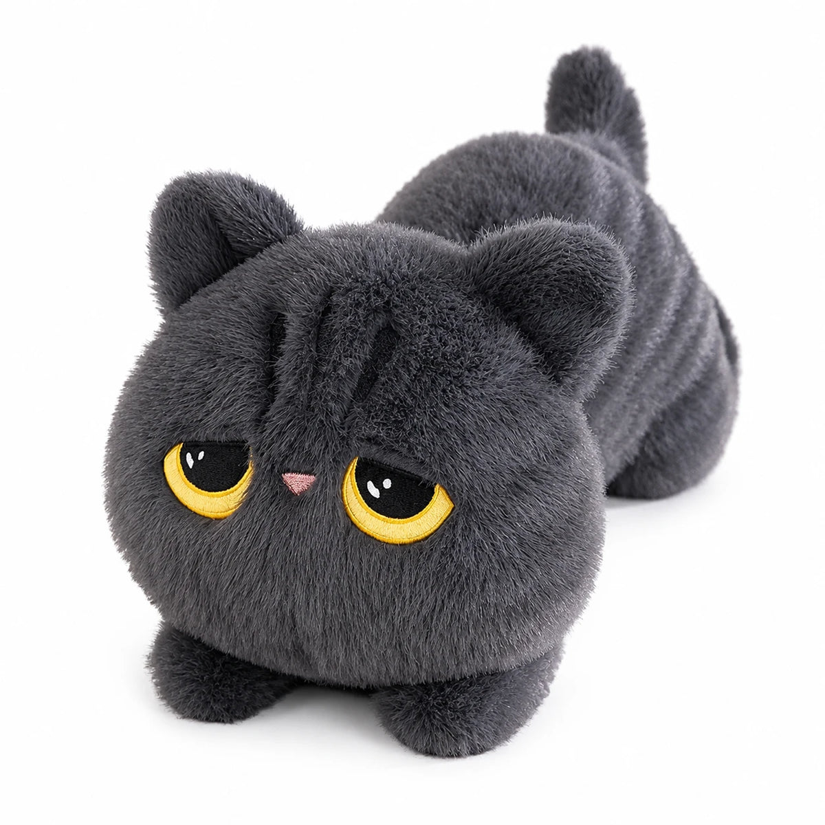 Long Black Cat Plush with Yellow Eyes Lying Position - Gray / 19.5in / 50cm … (3 tailles)