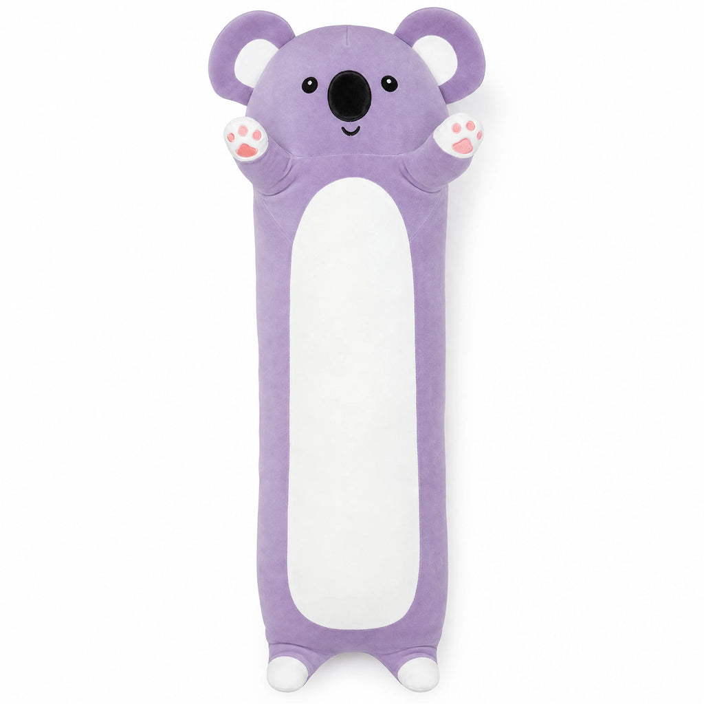 Long Body Pillow Plush - Animal Characters with Huggable Design - Fond blanc