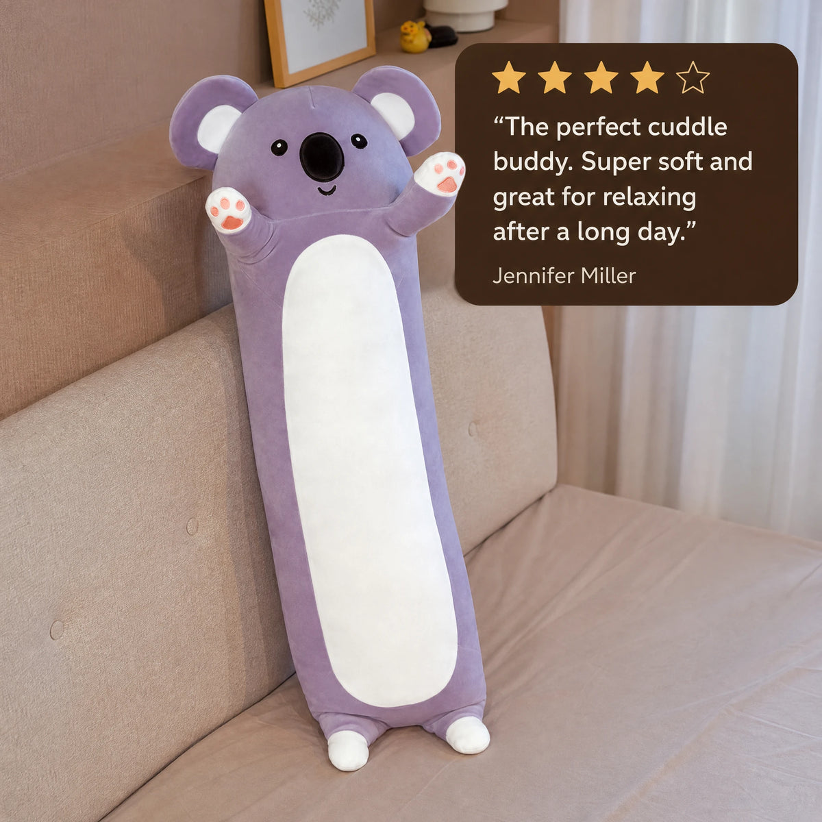 Long Body Pillow Plush - Animal Characters with Huggable Design - Image témoignage