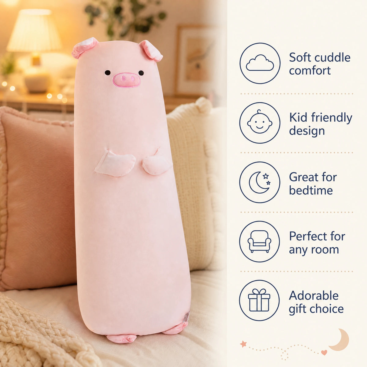 Long Body Pillow Plush - Capybara, Alpaca or Pig - Bénéfices produit