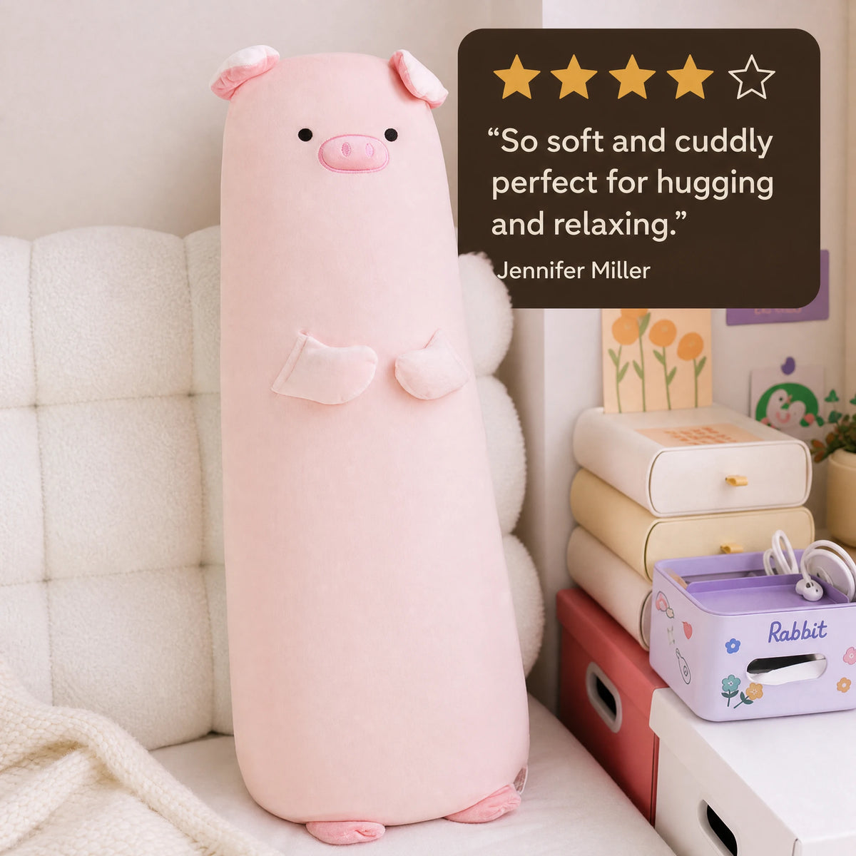 Long Body Pillow Plush - Capybara, Alpaca or Pig - Image témoignage
