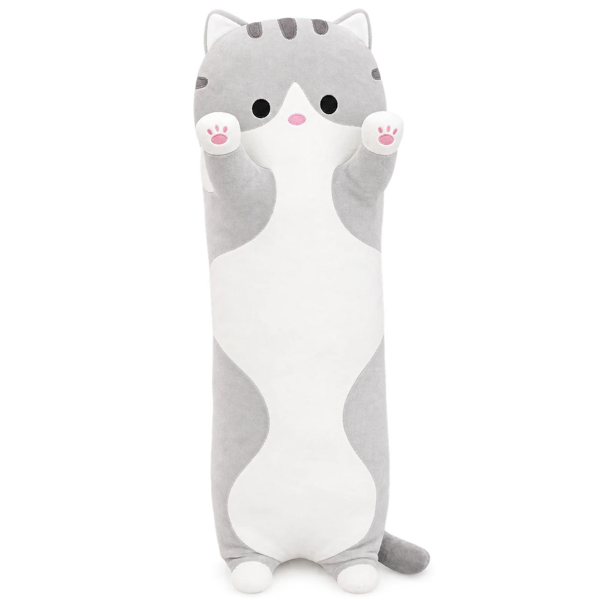 Long Body Pillow Plush with Animal Designs - Gray Cat / 27in / 70cm … (3 tailles)