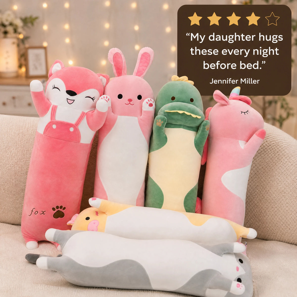 Long Body Pillow Plush with Animal Designs - Image témoignage