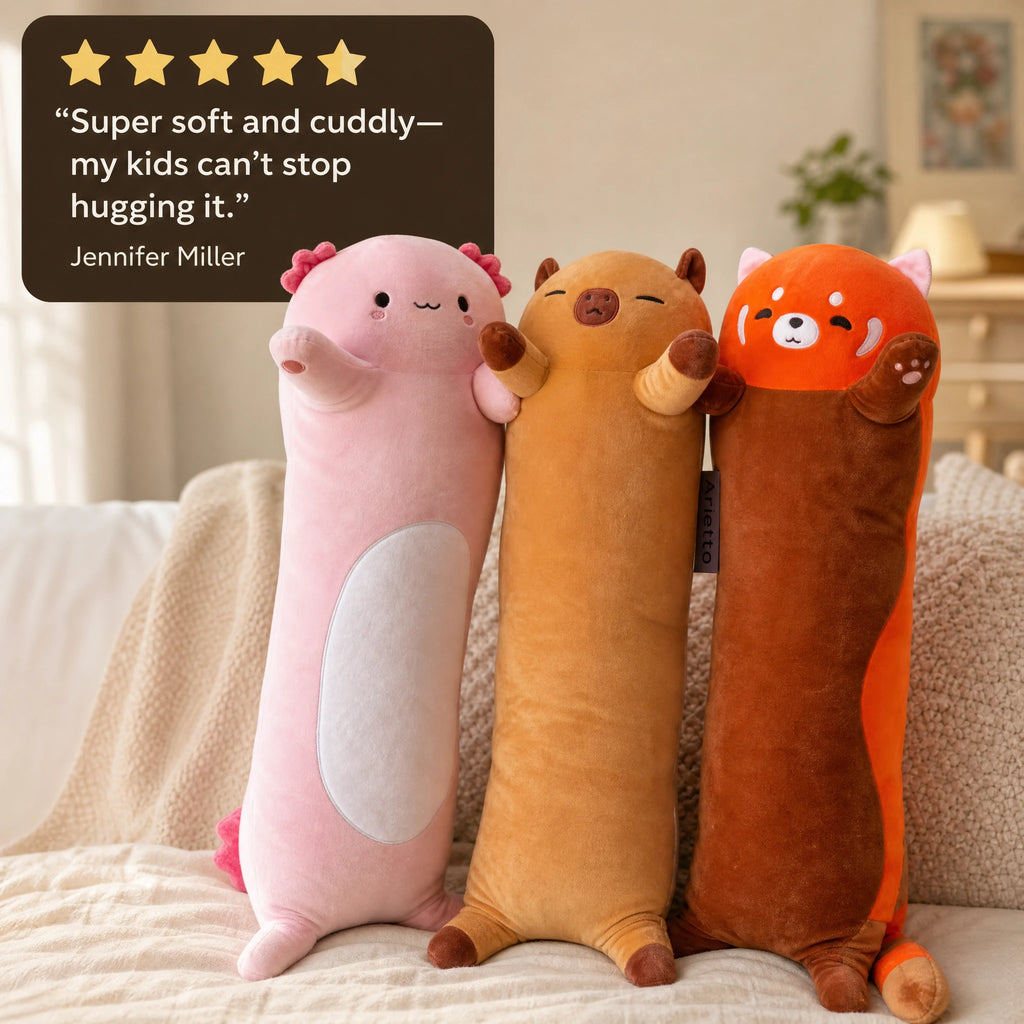 Long Body Plush in Red Panda, Axolotl, and Capybara - Image témoignage