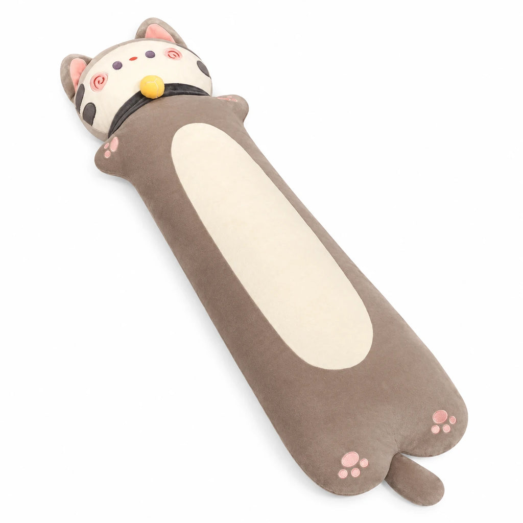 Long Cat Body Pillow with Removable Collar and Paw Details - Brown / 27.5in / 70cm … (4 tailles)