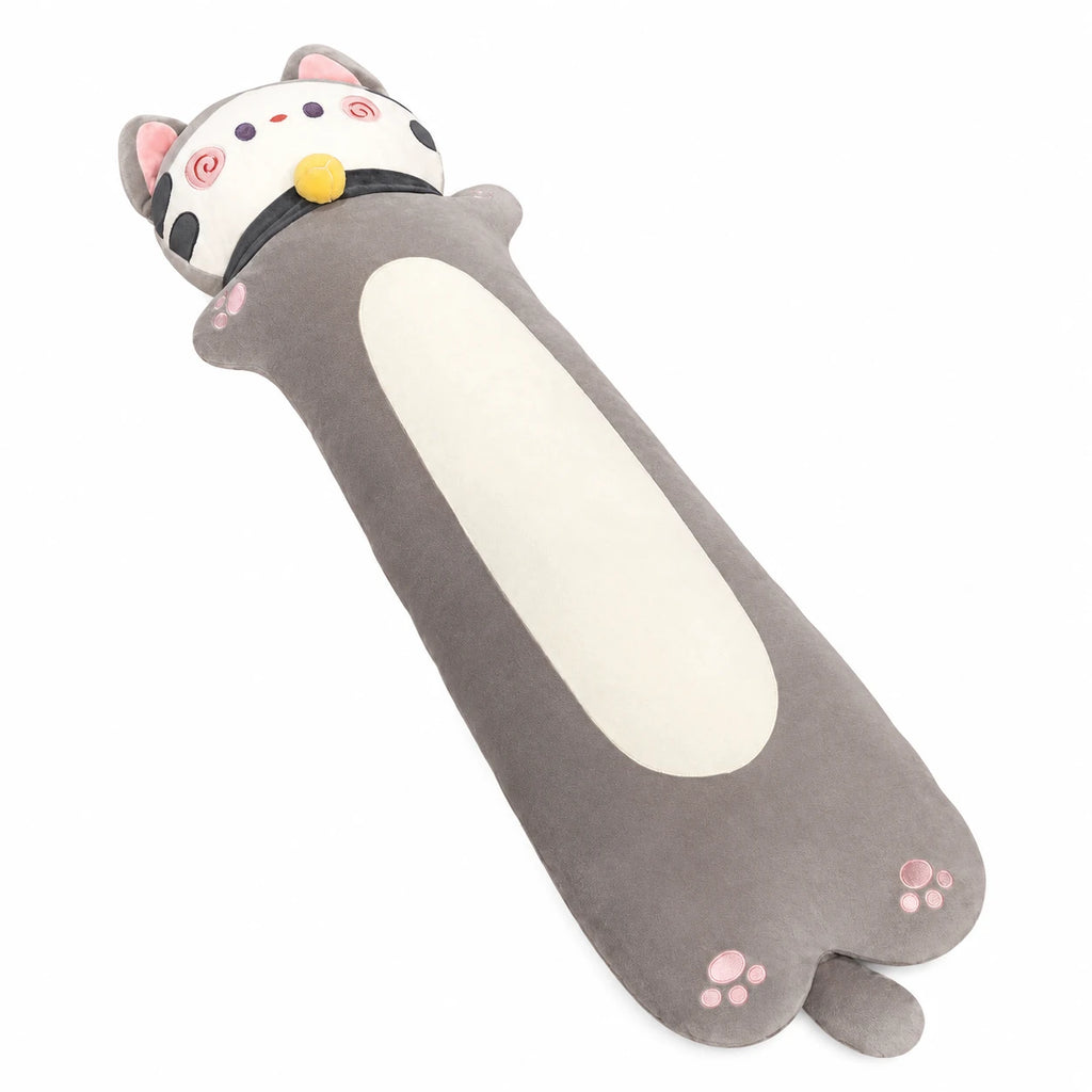 Long Cat Body Pillow with Removable Collar and Paw Details - Gray / 27.5in / 70cm … (4 tailles)