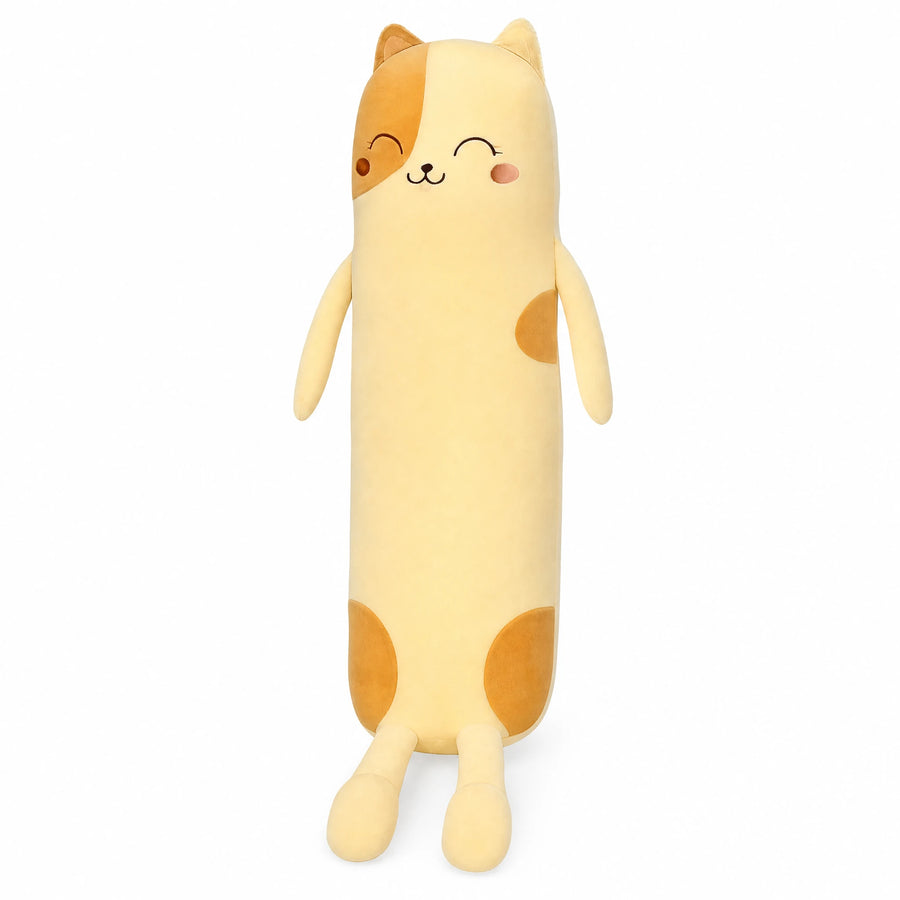 Long Cat Pillow with Smiling Face and Soft Cotton - Fond blanc, autre angle