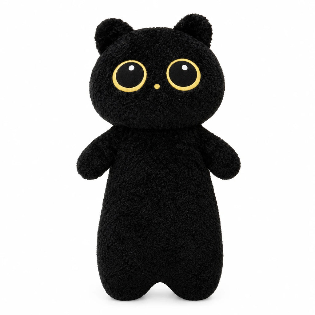 Long Cat Plush with Oversized Fluffy Body and Big Eyes - Black / 25.5in / 65cm · Black / 51in / 130cm