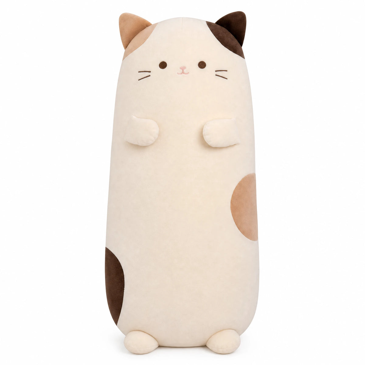 Long Cat Plush with Spotted Pattern and Soft Body - Fond blanc