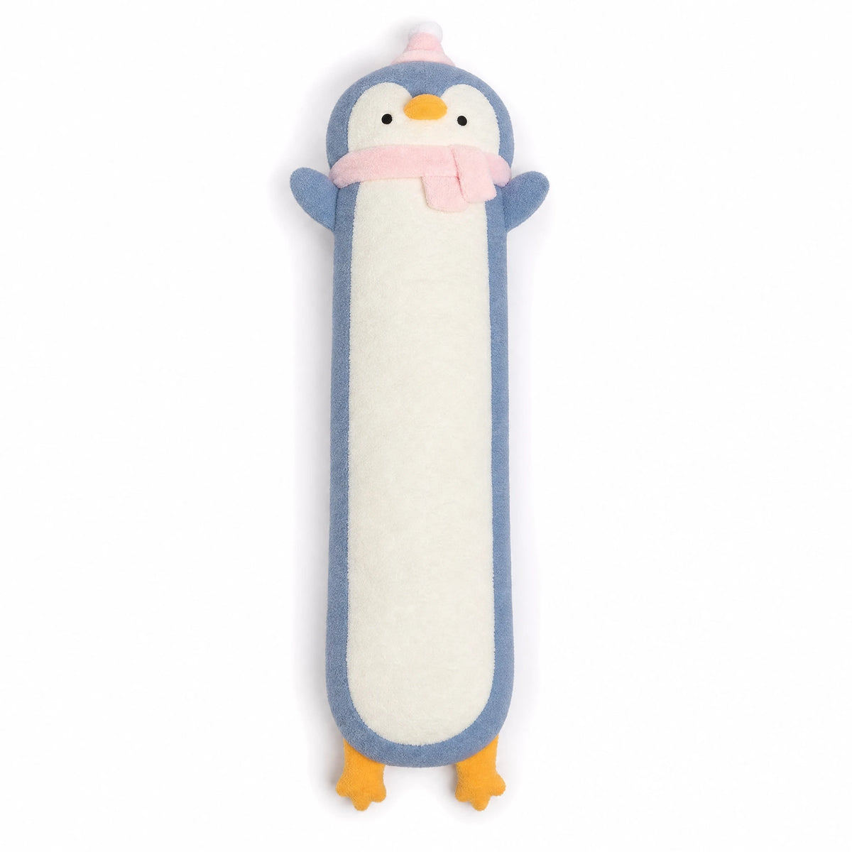 Long Penguin Plush with Soft Fluffy Body and Scarf - Fond blanc