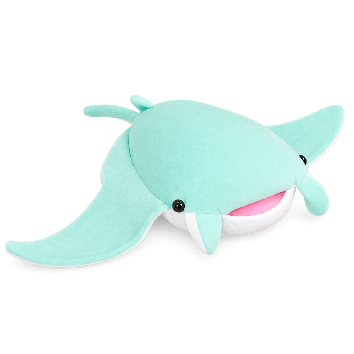 Mobula Ray Plush with Smiling Face in Blue or Mint - Green / 27.5x17.5in / 70x45cm … (2 tailles)