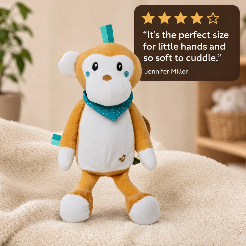 Monkey Plush Nightlight with Soothing Lullaby Music - Image témoignage
