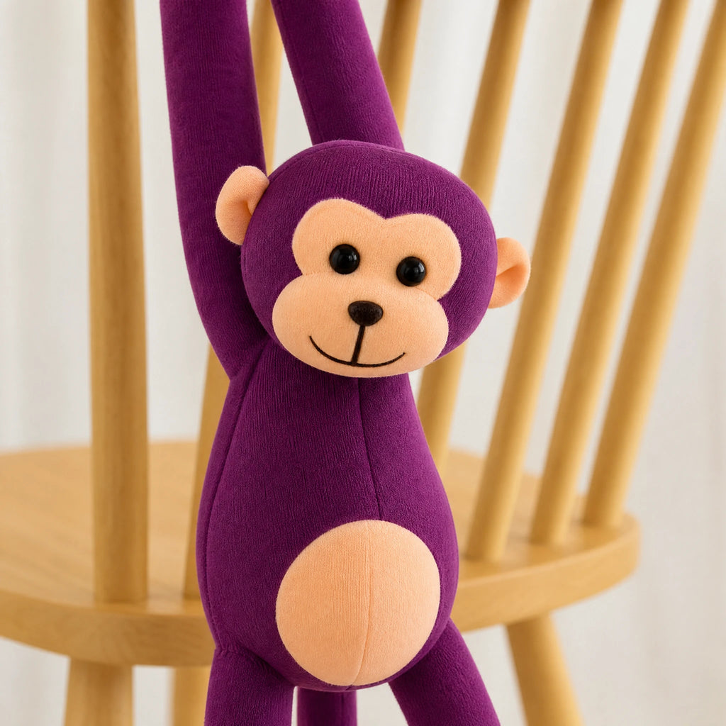 Monkey Plush Toy, Long-Armed Purple Hanging Companion - Détail matière
