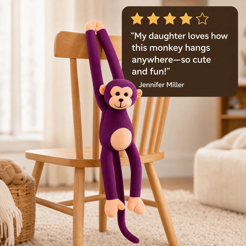 Monkey Plush Toy, Long-Armed Purple Hanging Companion - Image témoignage