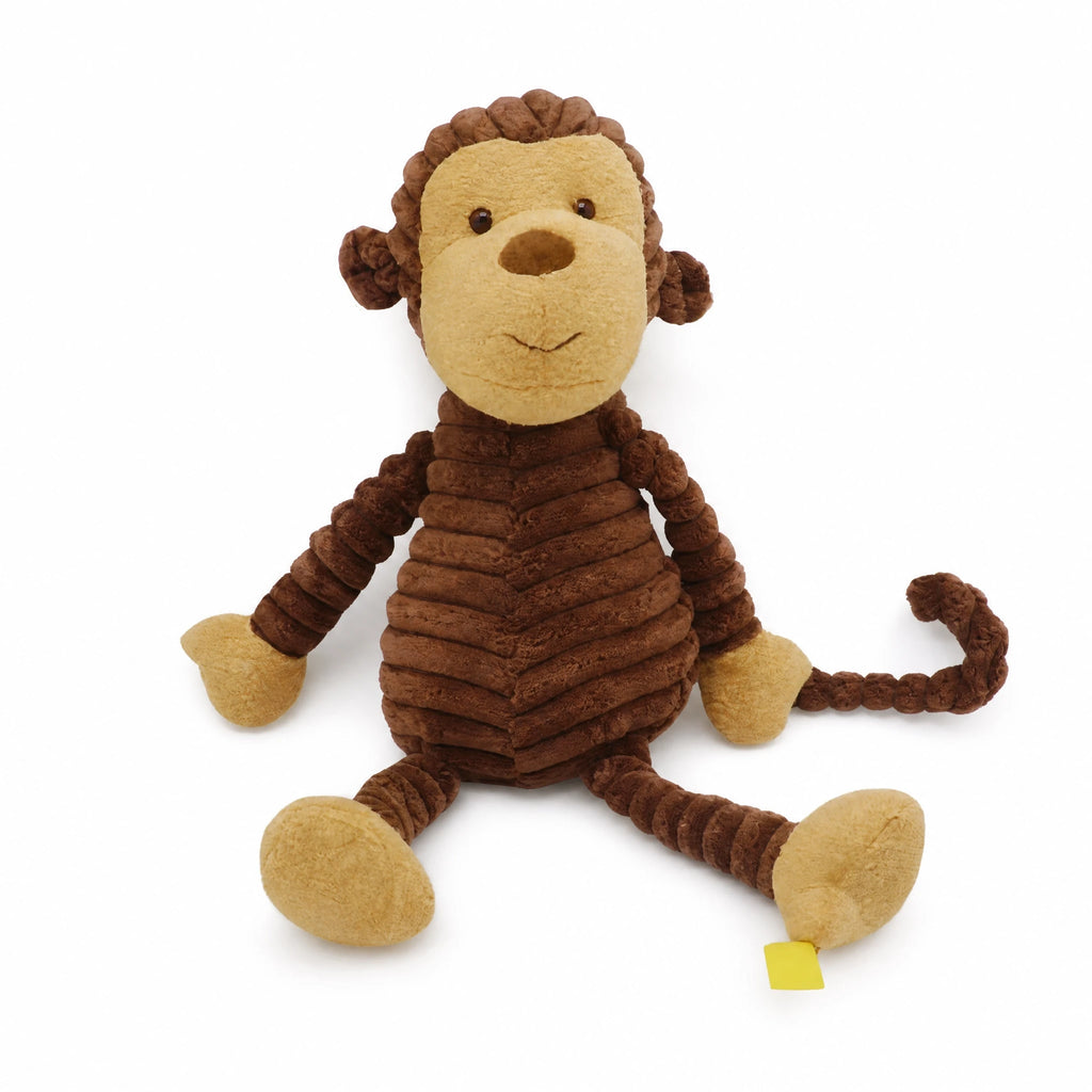 Monkey Plush with Corduroy Texture and Cuddly Design - Fond blanc