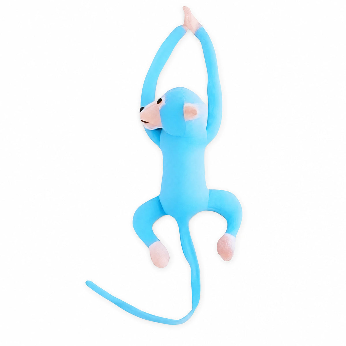 Monkey Plush with Long Arms and Tail – Blue Kawaii - Fond blanc