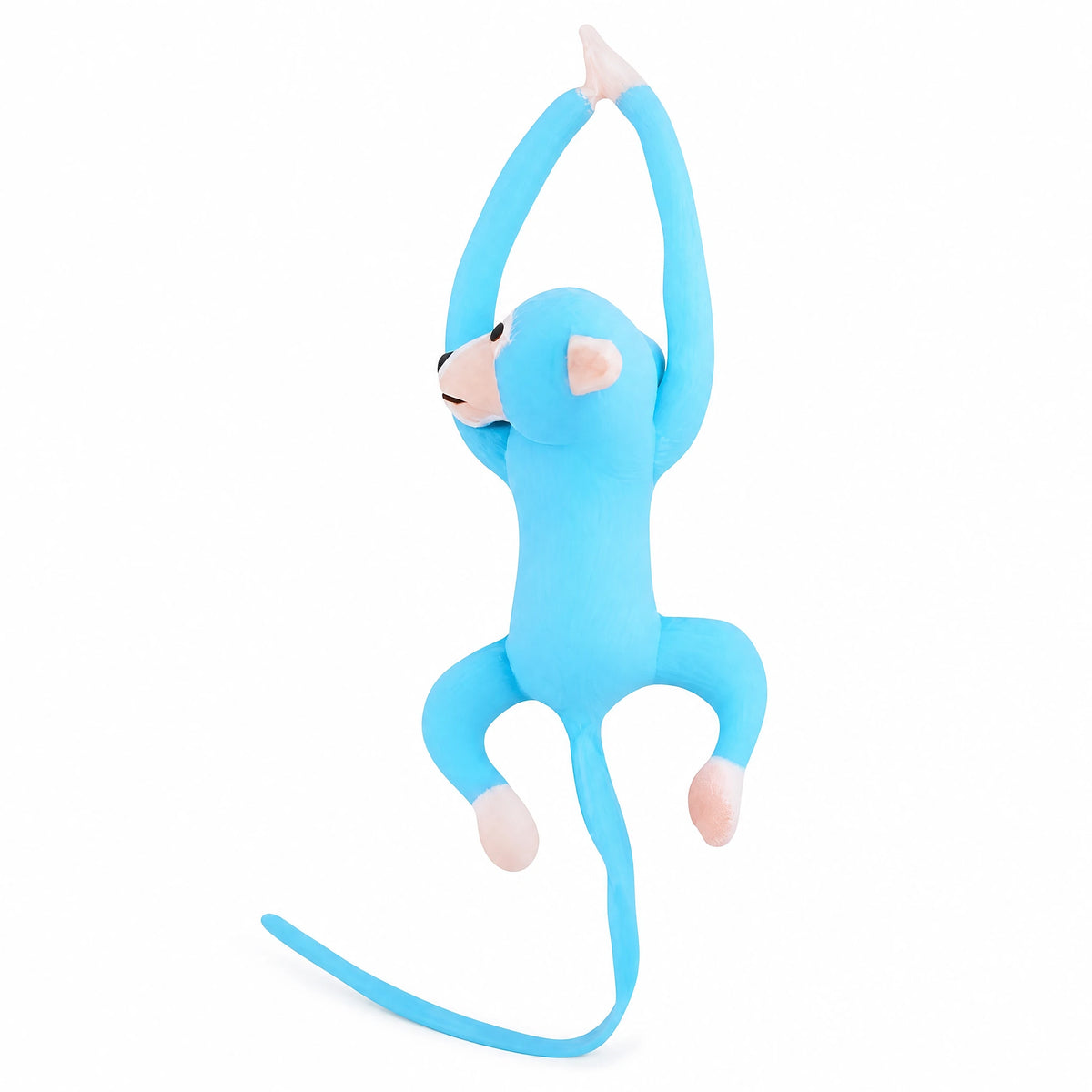 Monkey Plush with Long Arms and Tail – Blue Kawaii - Fond blanc, autre angle