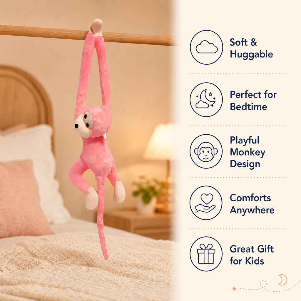 Monkey Plush with Long Tail in Pink - Bénéfices produit