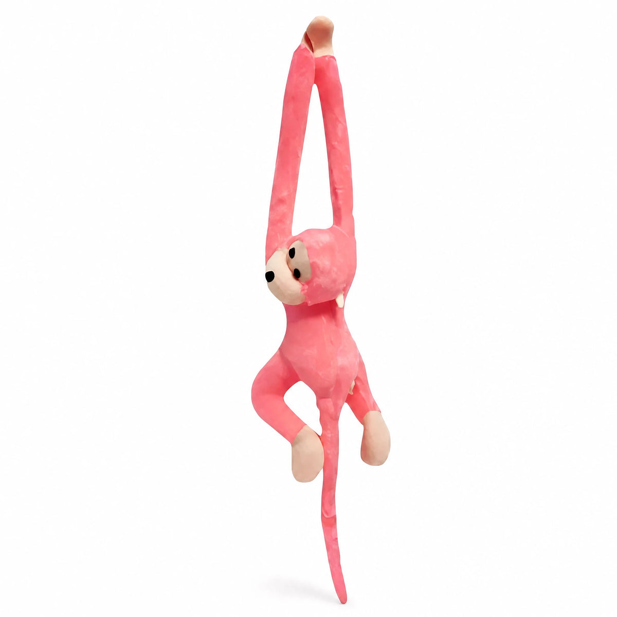 Monkey Plush with Long Tail in Pink - Fond blanc, autre angle