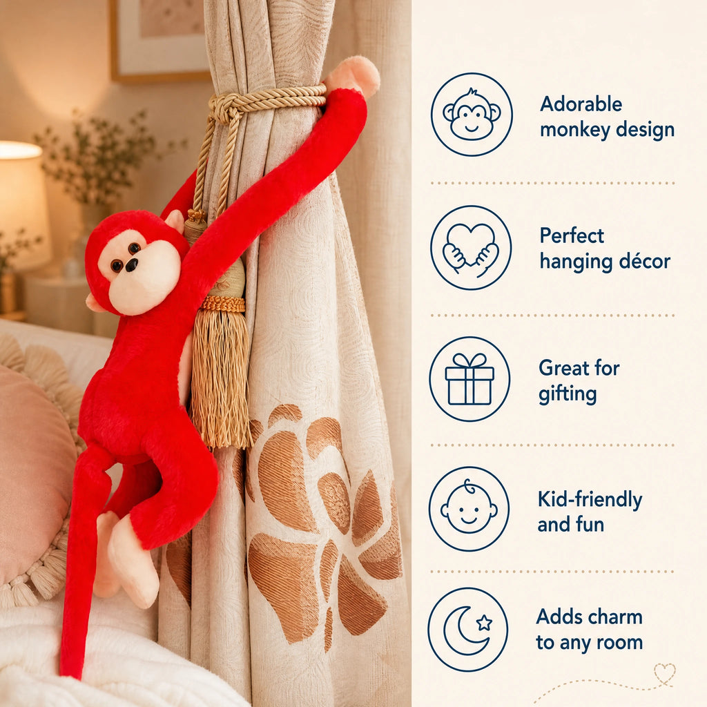 Monkey Plush with Long Tail in Red - Bénéfices produit