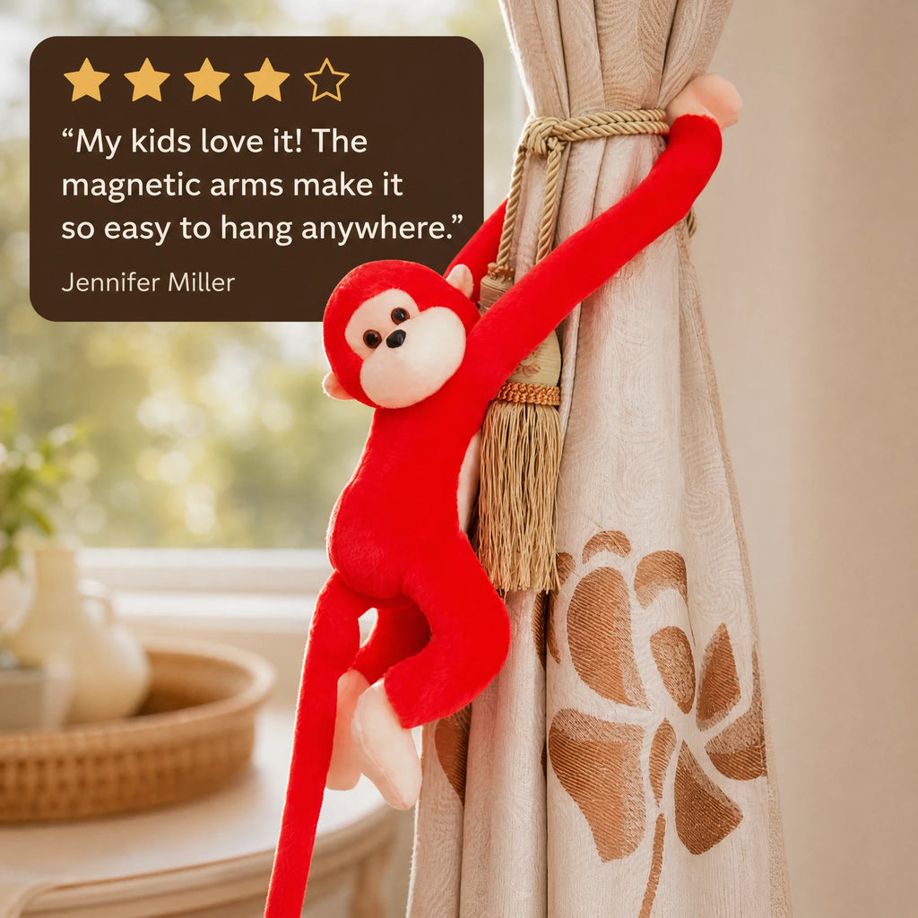 Monkey Plush with Long Tail in Red - Image témoignage
