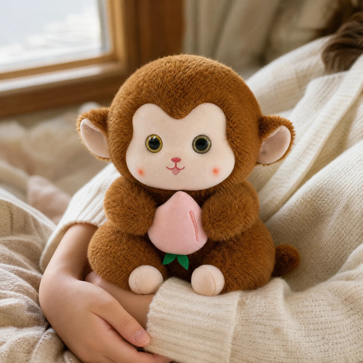 Monkey Plush with Peach Kawaii Style Brown - Utilisation du produit