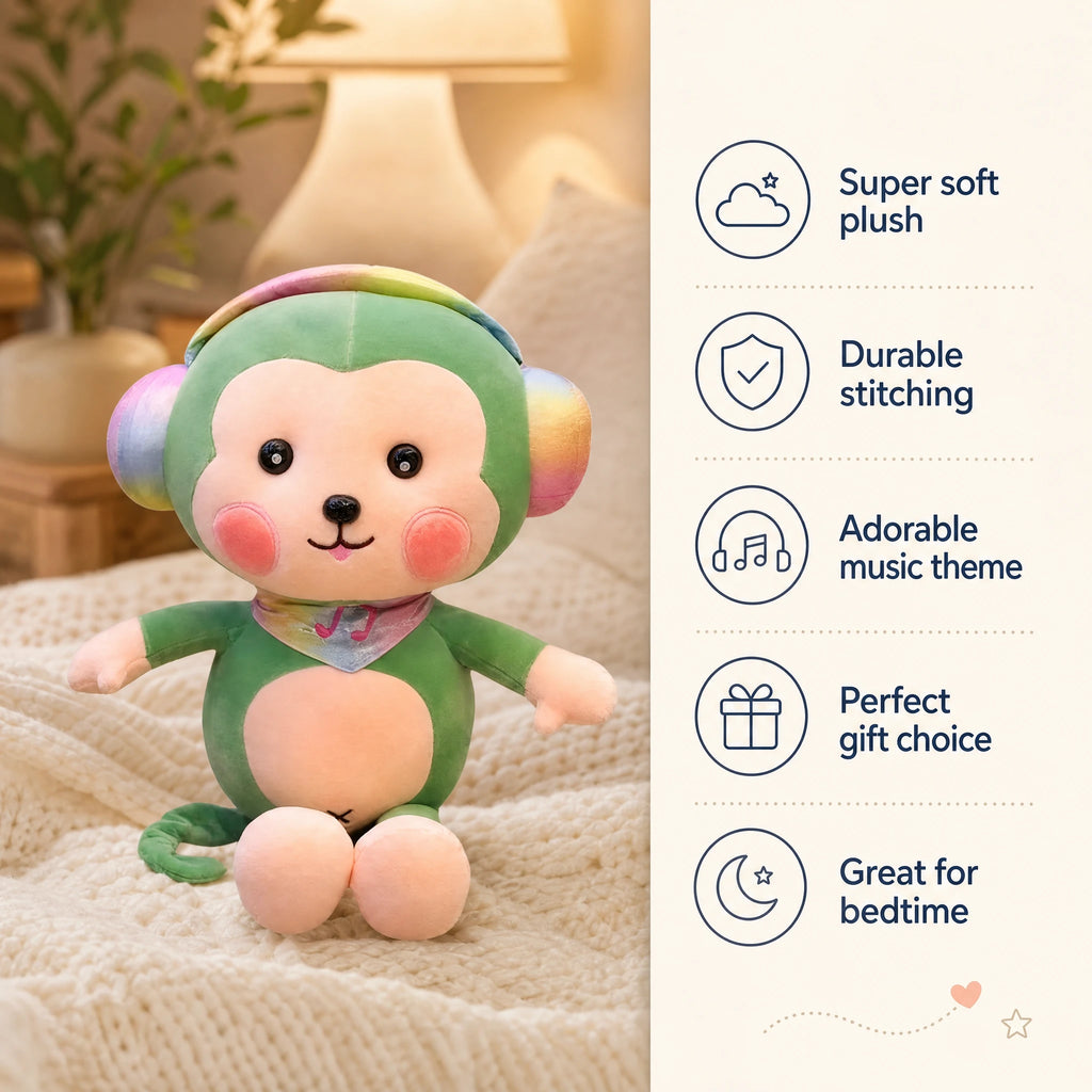 Monkey Plush with Rainbow Gradient Design and Soft Cotton - Bénéfices produit