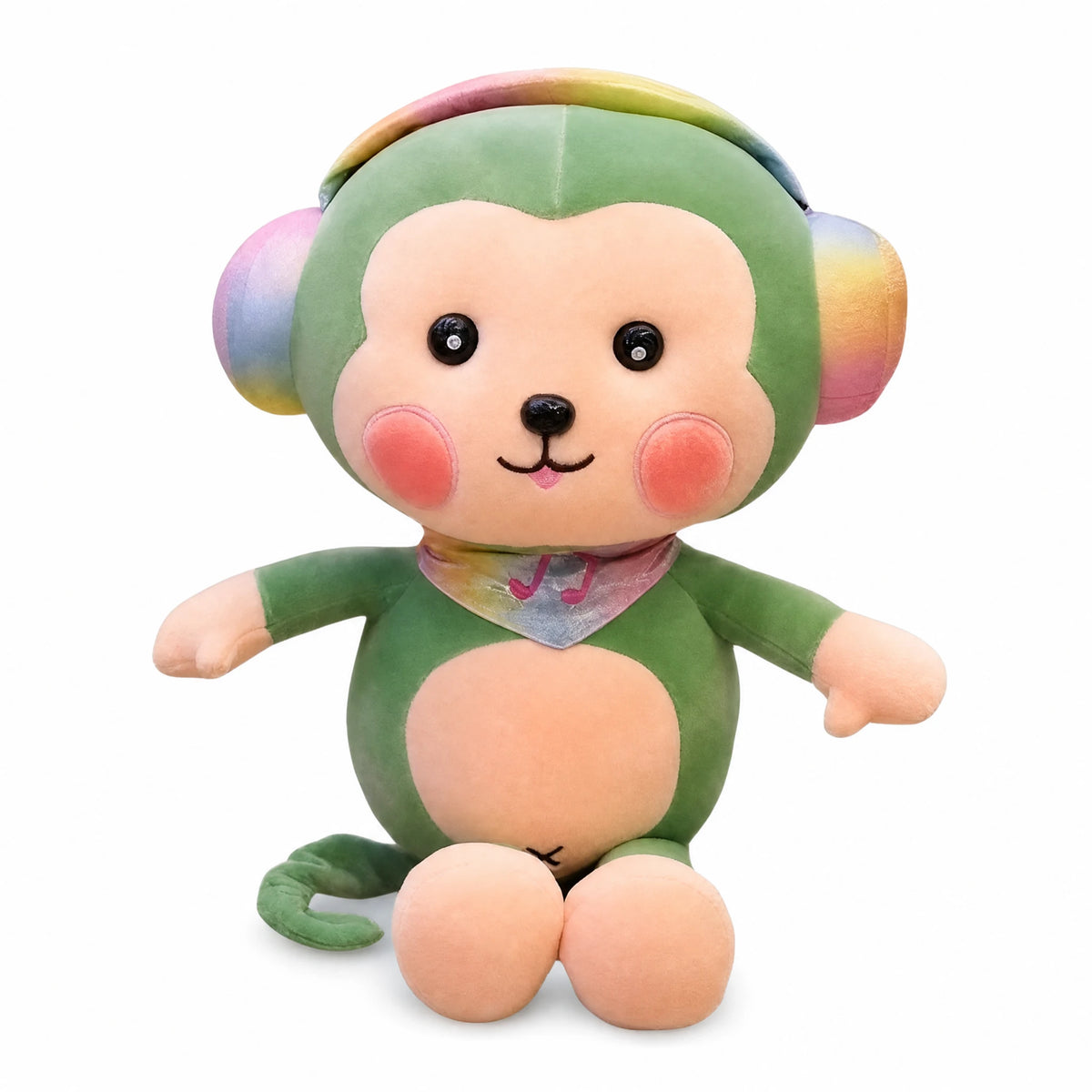 Monkey Plush with Rainbow Gradient Design and Soft Cotton - Fond blanc