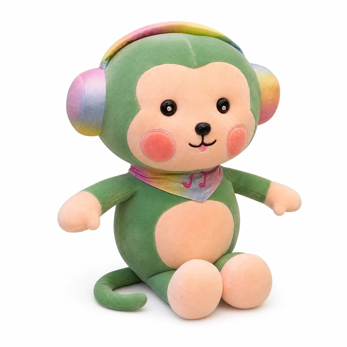 Monkey Plush with Rainbow Gradient Design and Soft Cotton - Fond blanc, autre angle