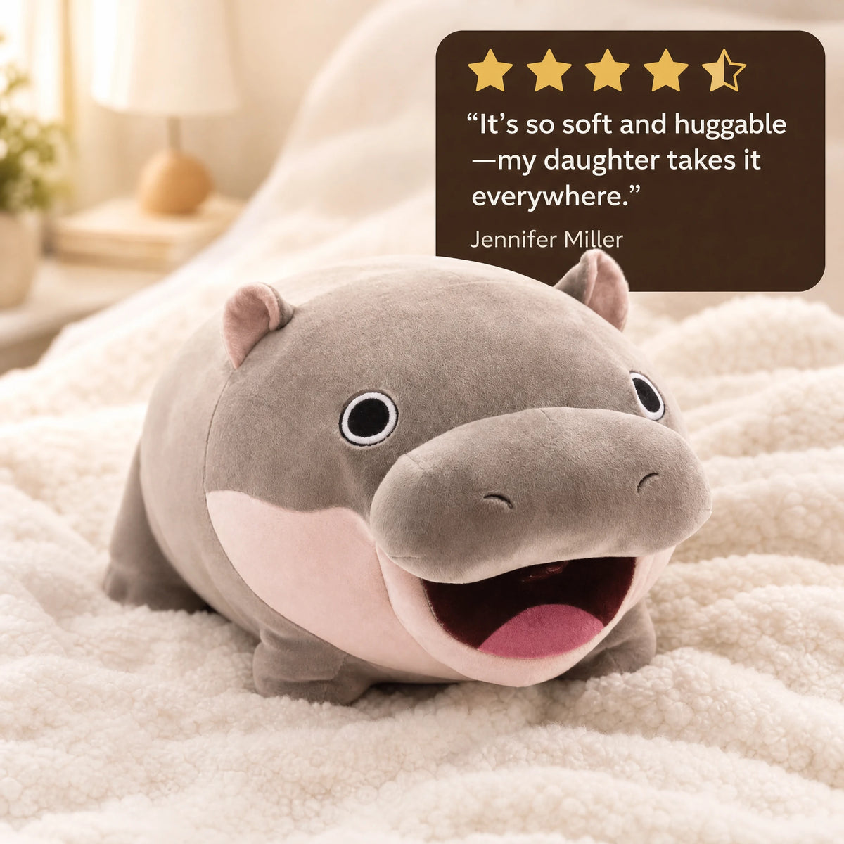 Moo Deng Hippo Plush – Viral Baby Hippo Stuffed Animal - Image témoignage
