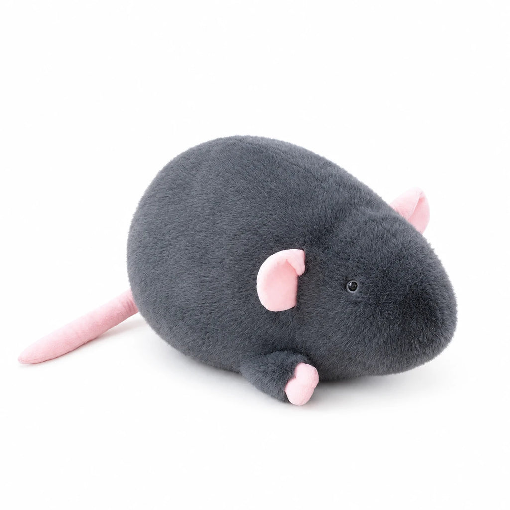 Mouse Plush with Rounded Shape and Pink Details - Dark Grey (Stormy) / 18cm / 7in … (3 tailles)