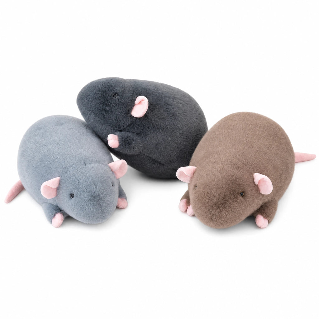 Mouse Plush with Rounded Shape and Pink Details - Fond blanc