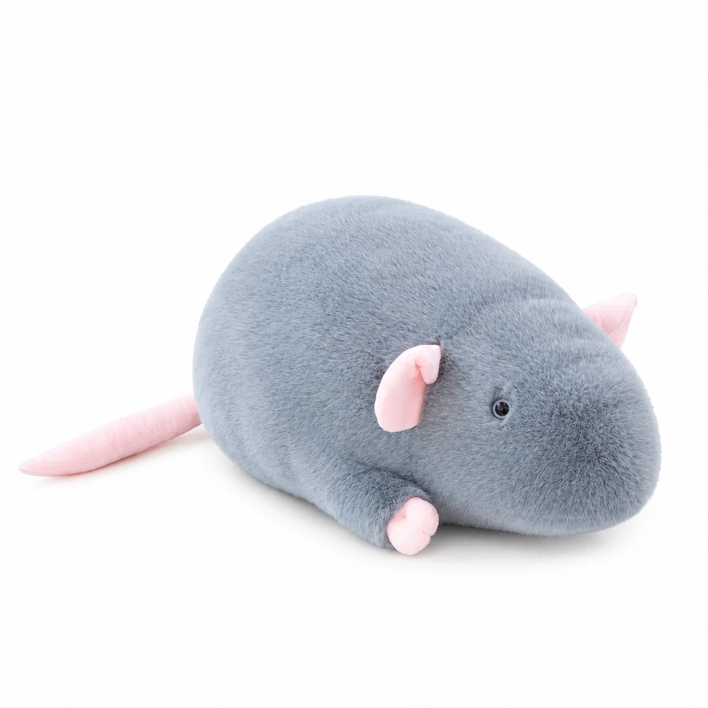 Mouse Plush with Rounded Shape and Pink Details - Light Grey (Berry) / 18cm / 7in … (3 tailles)