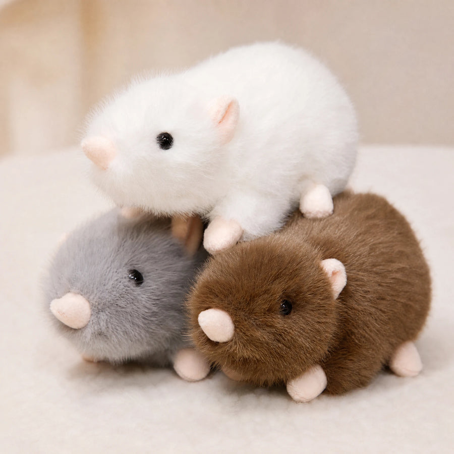 Mouse Stuffed Animal Set of 3 in White, Brown, Grey - Détail matière