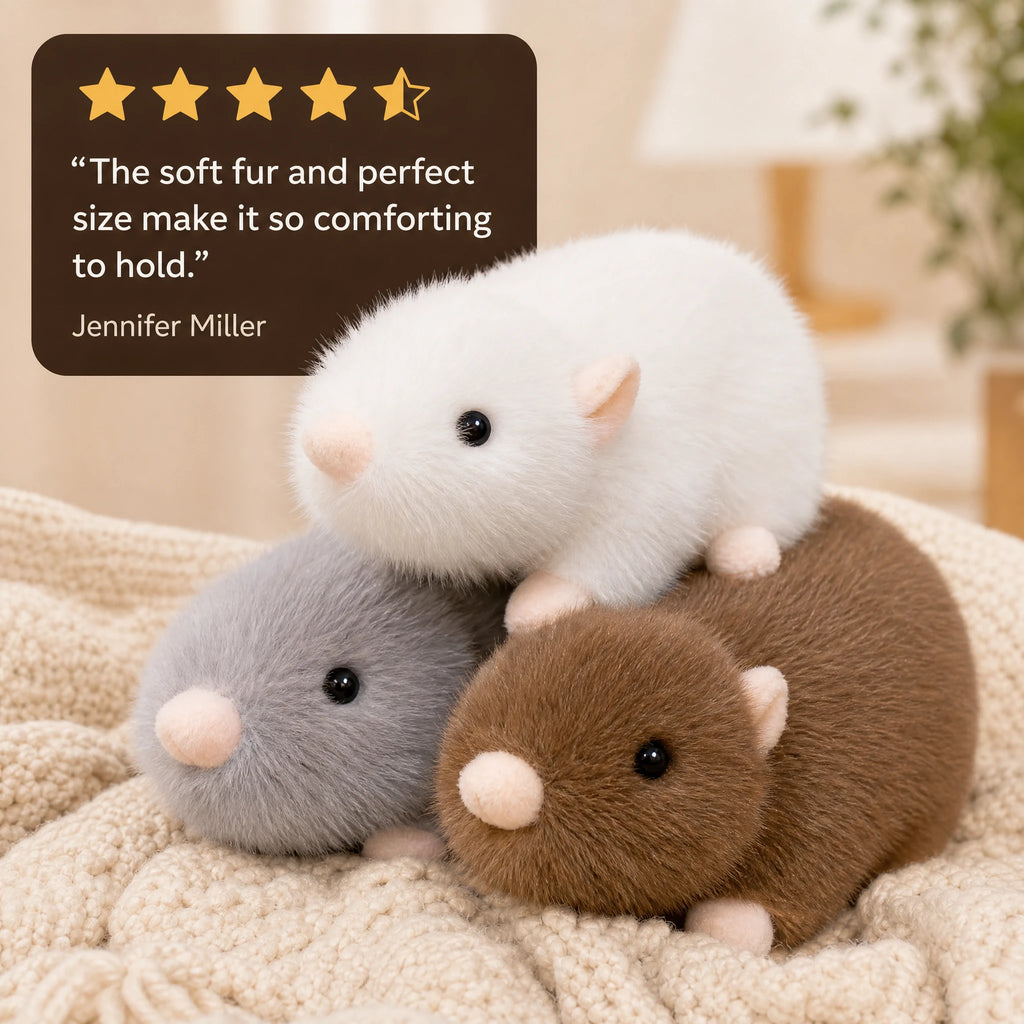 Mouse Stuffed Animal Set of 3 in White, Brown, Grey - Image témoignage