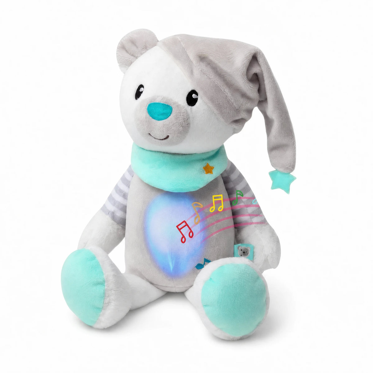 Musical Bear Nightlight Plush with Soothing Light - Fond blanc