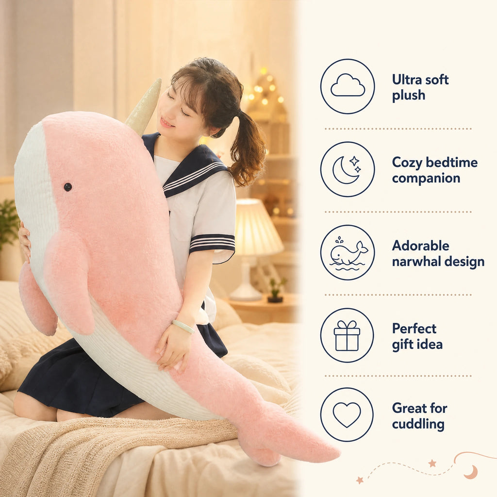 Narwhal Plush with Shiny Horn and Fluffy Texture - Bénéfices produit