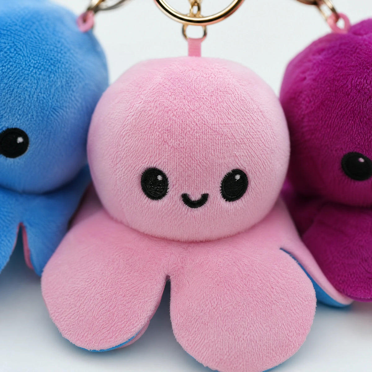Octopus Plush Keychain Reversible 10cm with Dual Expression - Détail matière