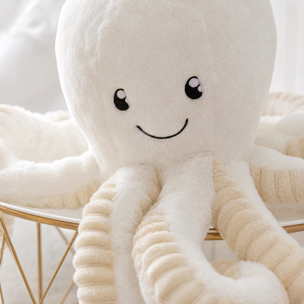 Octopus Plush Toy with Textured Tentacles White - Détail matière